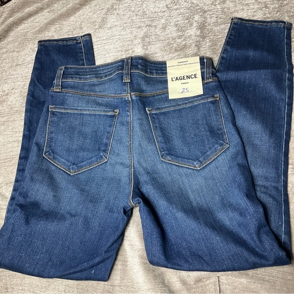 NWT L'agence Margot High Rise Skinny Jeans Size 25” Waist Stretch Blue Neptune - Picture 6 of 15